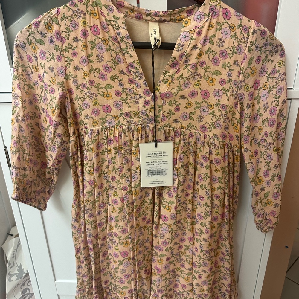 Spell Floral Dress with Pink and Yellow Accents